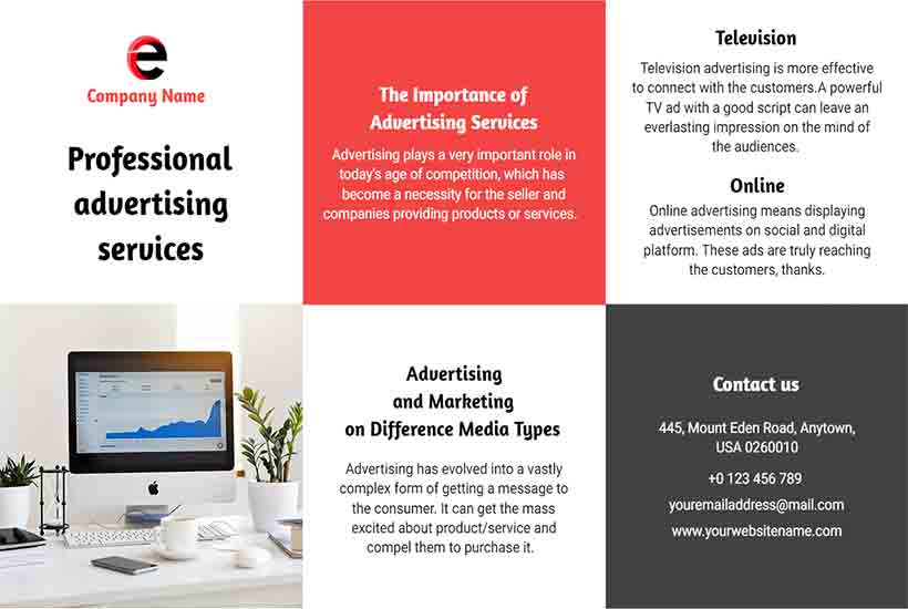 Professional Advertising Services Marketing Brochure Template
