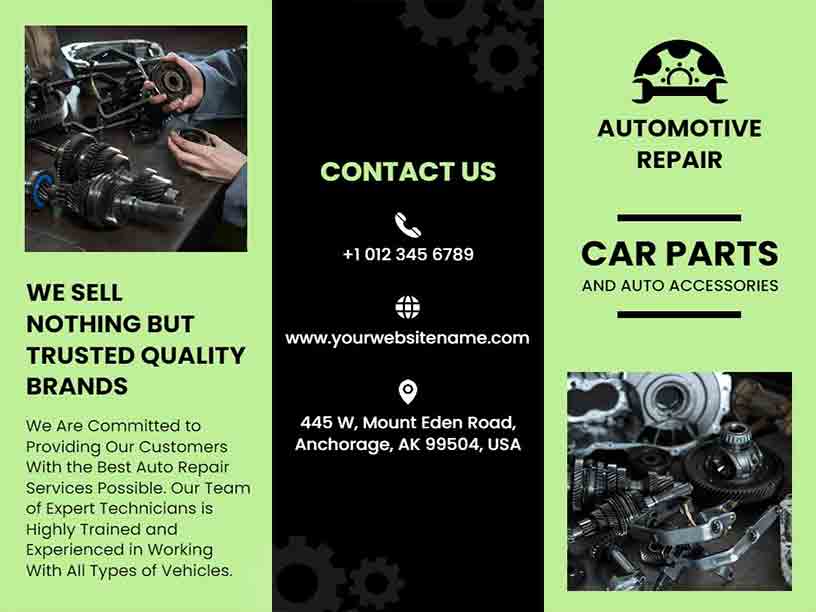Car Parts & Auto Accessories Car Brochure Template