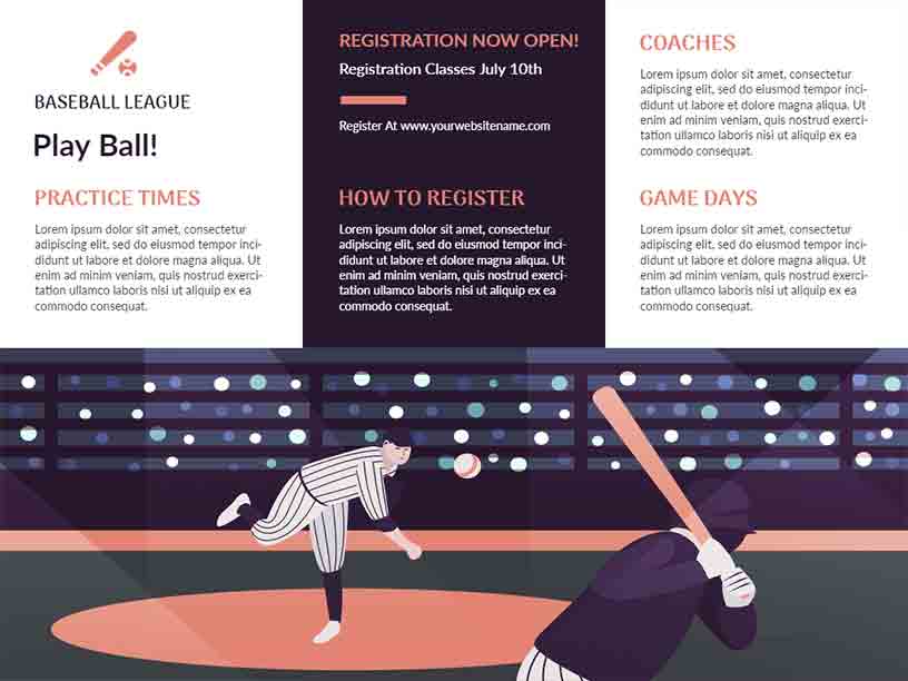 Baseball League Sports Brochure Template