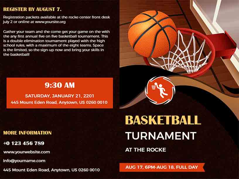 Basketball Tournament Sports Brochure Template