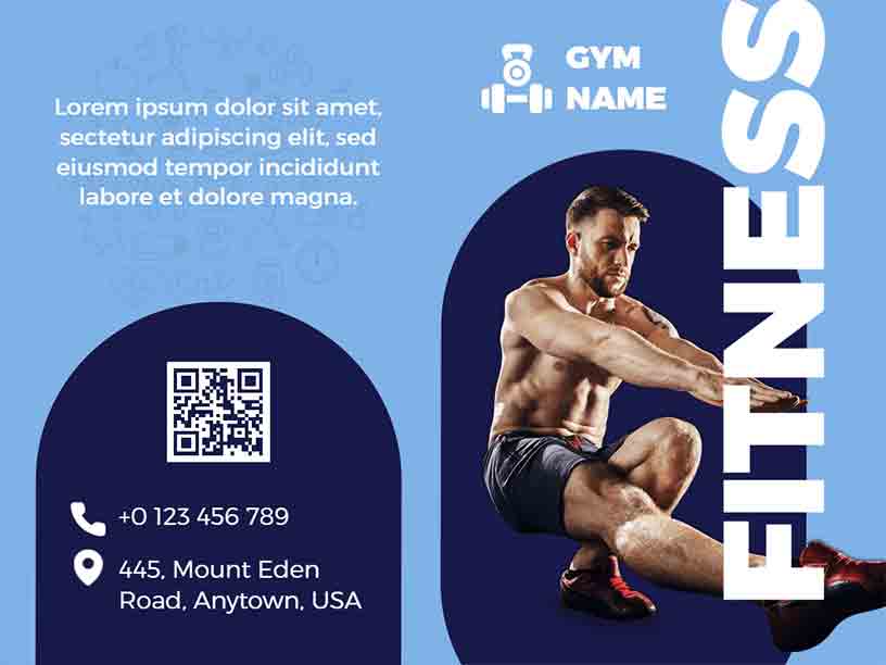 Blue Bi-fold Gym Fitness Brochure Template