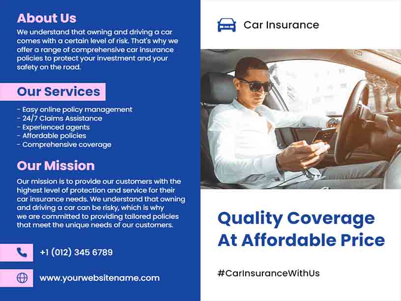 Quality Coverage Car Insurance Brochure Template