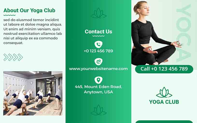 Exercise Club Yoga Brochure Template