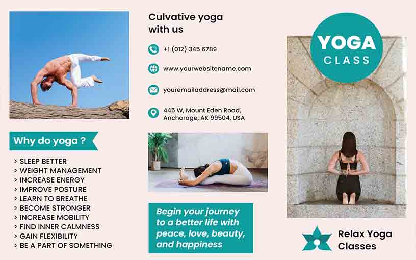 Relax Exercising Classes Yoga Brochure Template