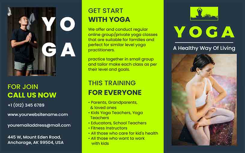 Online Private & Group Classes Yoga Brochure Template