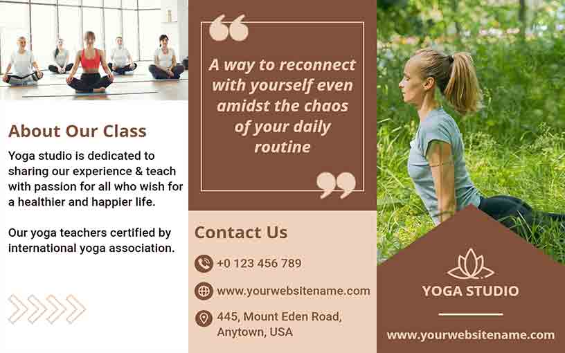 International Exercise Studio Yoga Brochure Template