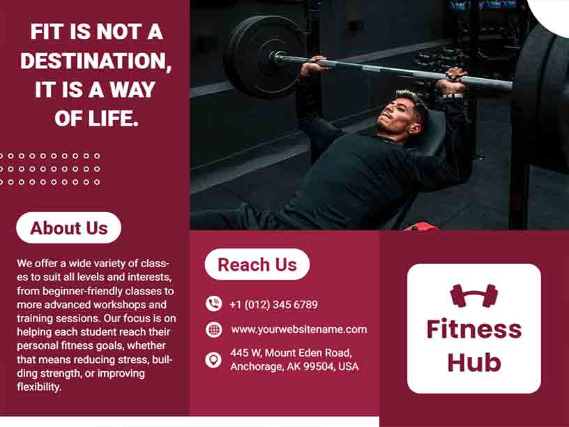 Trifold Body Physique Hub Fitness Brochure Template