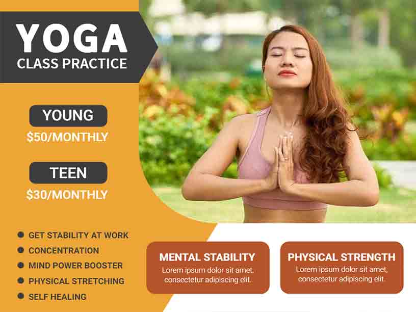 Exercise Class Practice Yoga Brochure Template