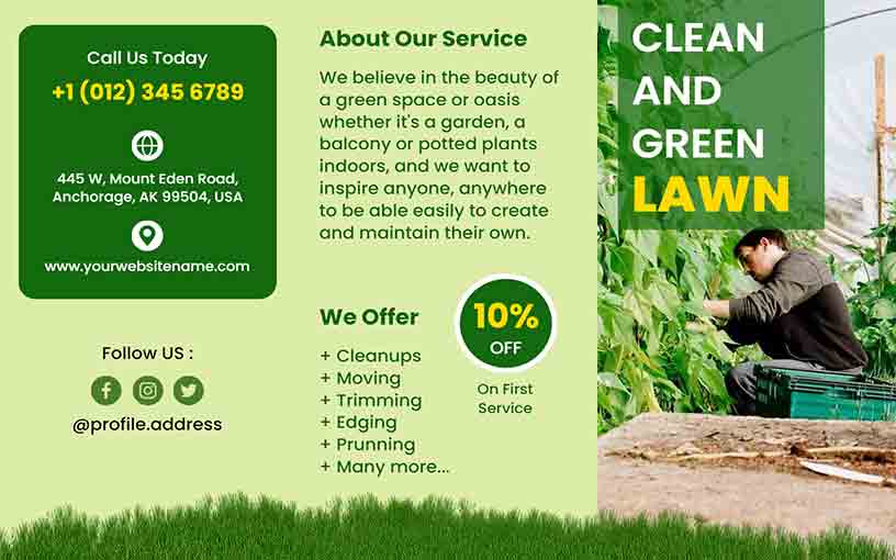 Pruning & Trimming Lawn Care Brochure Template