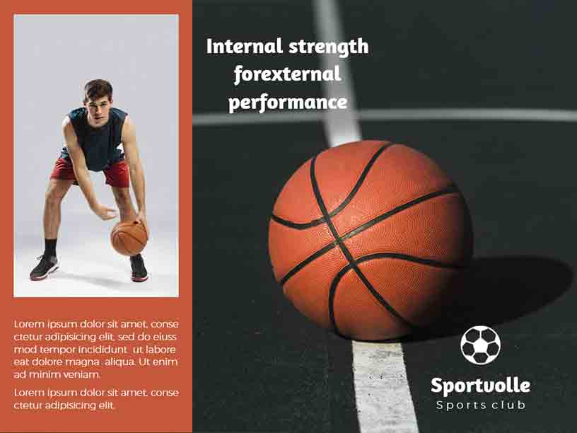 Brown and White Simple Sportvolley Club Sports Brochure Template