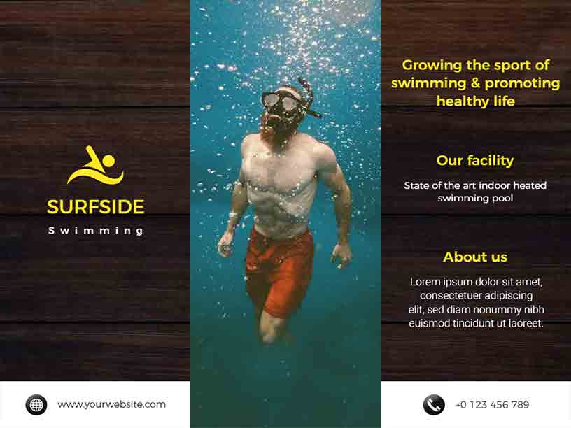Trifold Surfside Swimming Sports Brochure Template