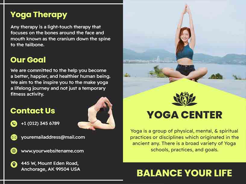 Yoga Therapy Center Fitness Brochure Template