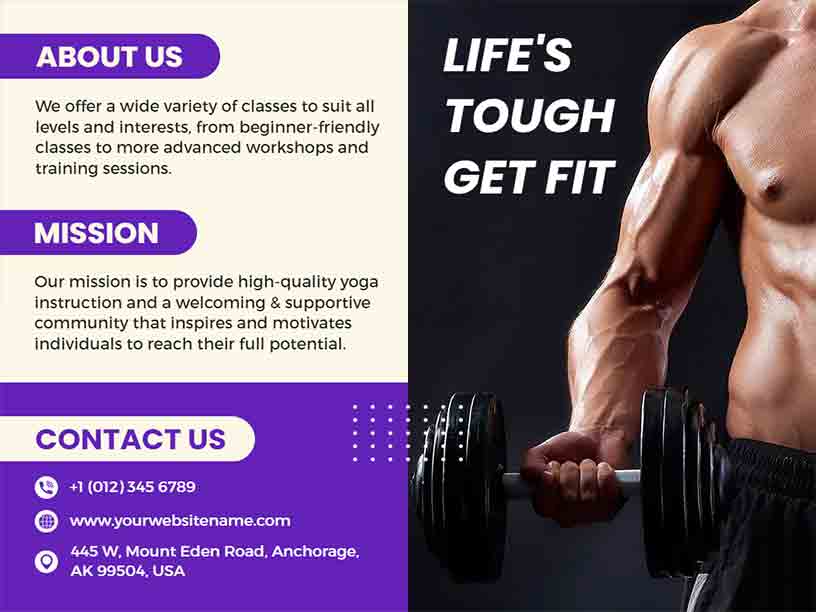 Bi-fold Life’s Tough Fitness Brochure Template