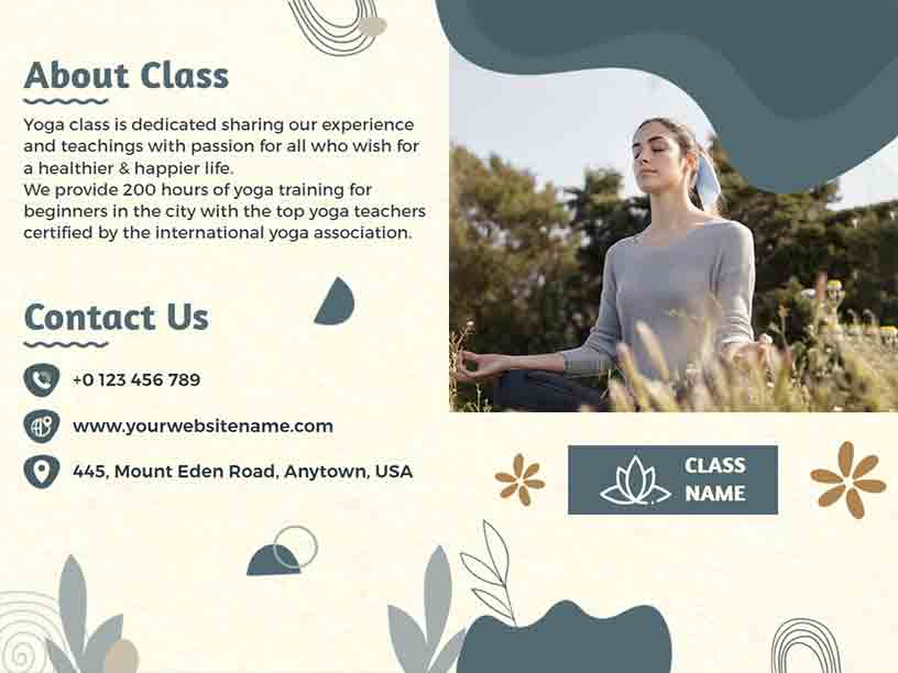 Yoga Training Class Yoga Brochure Template