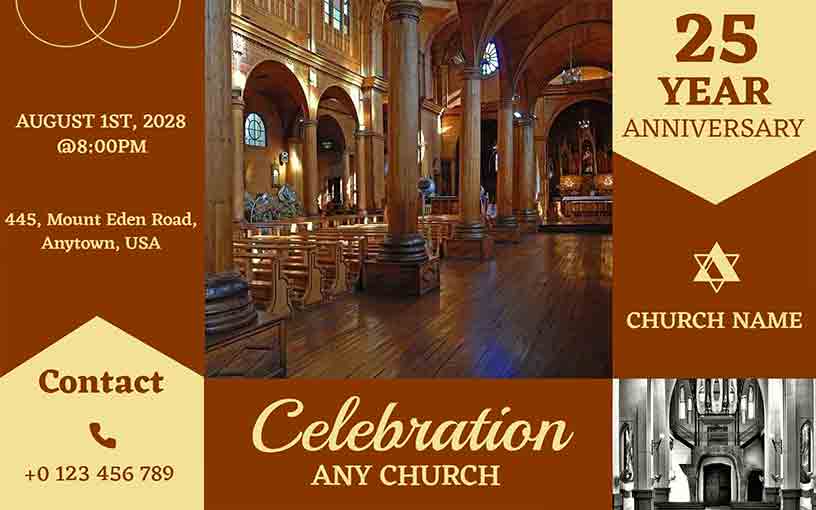 Celebration Of Anniversary Church Brochure Template