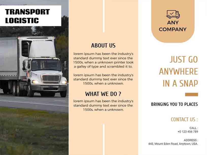 Anywhere Transport Logic Transportation Brochure Template