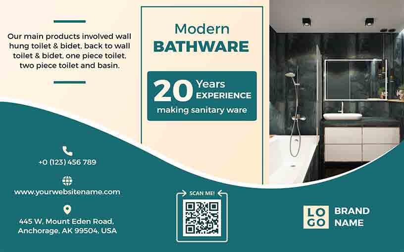 Vector Modern Bathware Interior Design Brochure Template