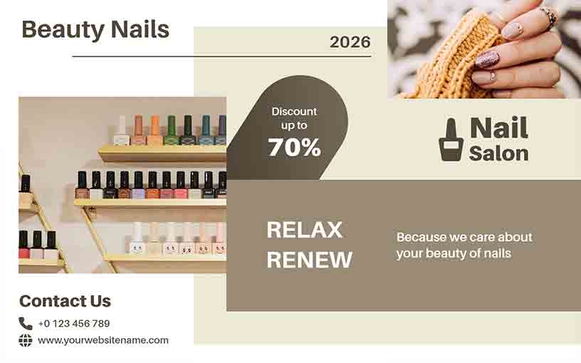 Discount in Beauty Nail Salon Brochure Template