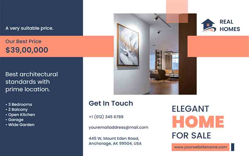 Elegant Home Sale Real Estate Brochure Template