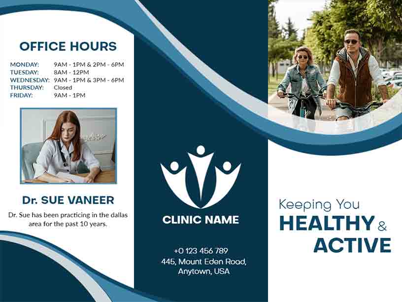 Dr. Sue Vaneer Clinic Medical Brochure Template
