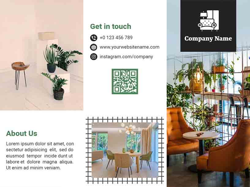 Modern Checks Tri-fold Interior Design Brochure Template