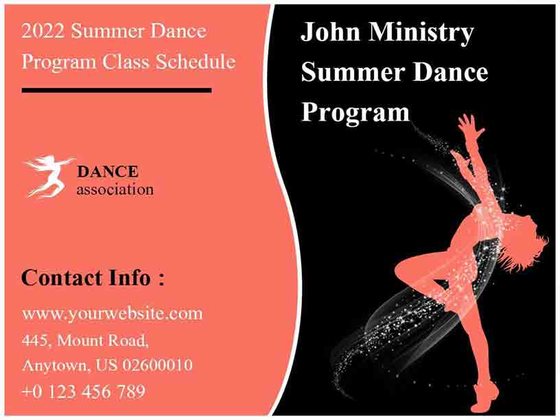 Summer Dance Program Class Schedule Dance Brochure Template