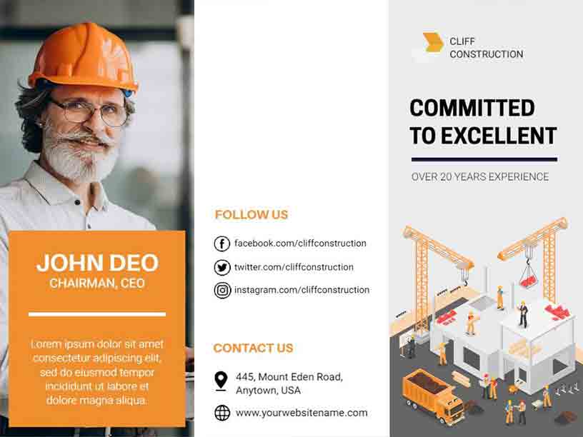 John Deo Cliff Construction Brochure Template