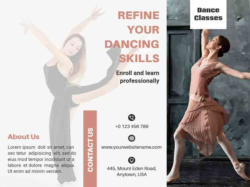 Bi-fold Learn Dance Skills Dance Brochure Template