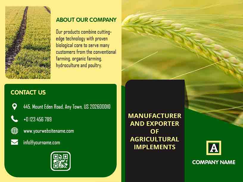 Manufacturer & Exporter Agriculture Brochure Template