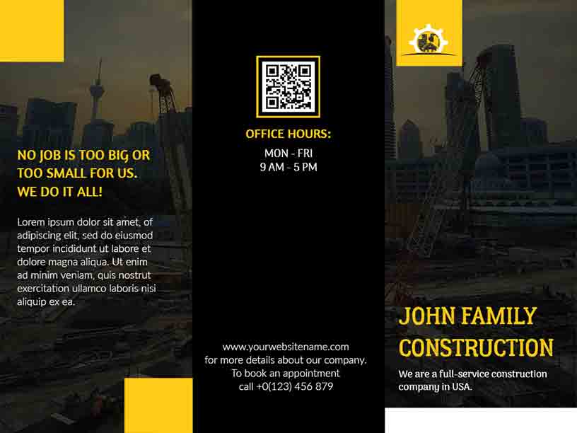 Trifold John Family Construction Brochure Template