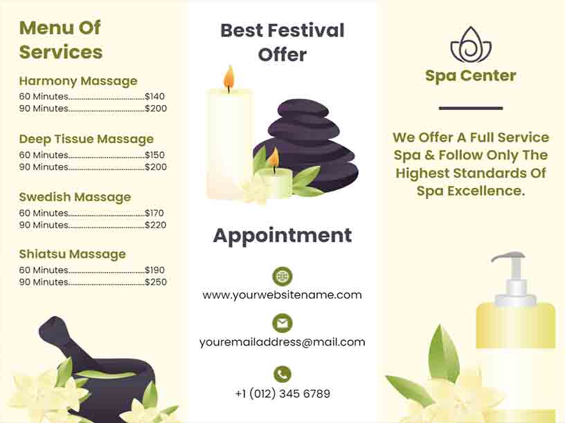Spa Brochure Templates Free Customize Download