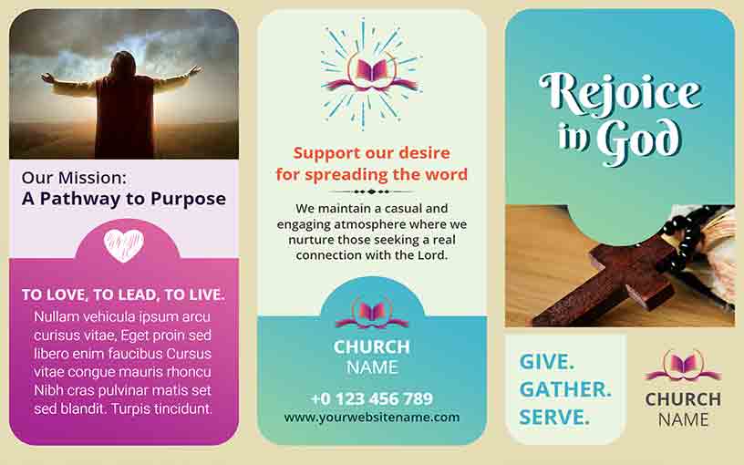 Rejoice in God Church Brochure Template