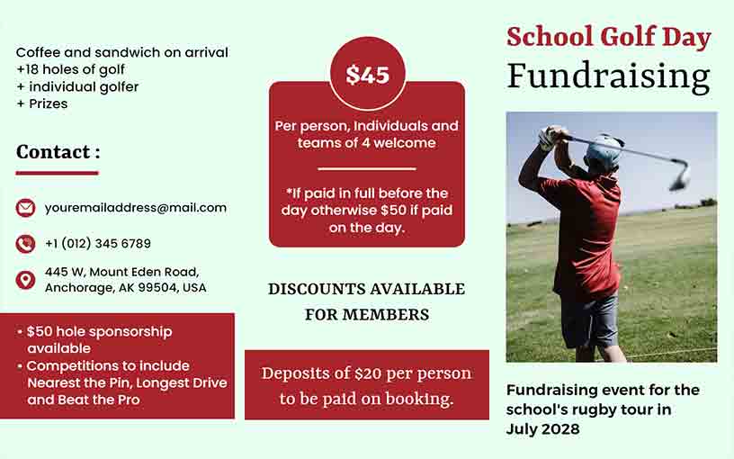 School Golf Day Fundraising Brochure Template