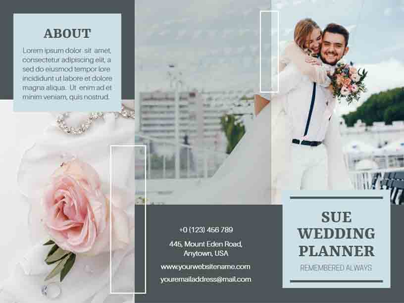 Minimalist Sue Marriage Planner Wedding Brochure Template