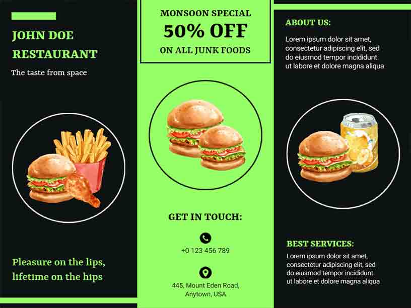 John Doe Restaurant Sales Brochure Template