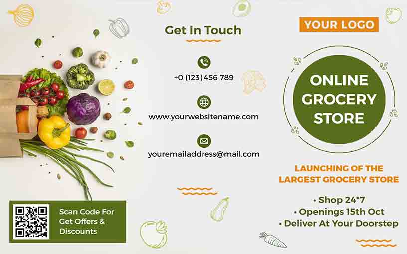 Hand Drawn Online Store Grocery Brochure Template