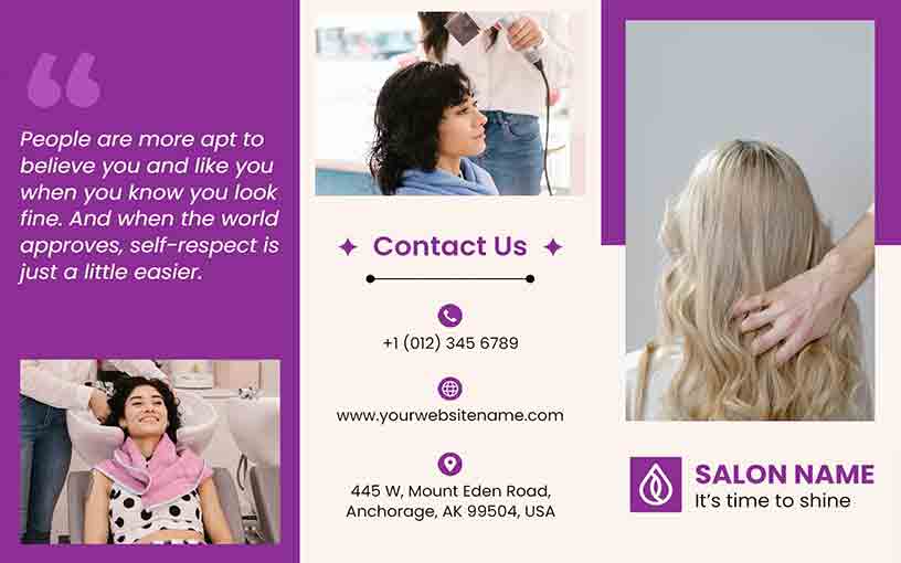 Tri-fold Hair Treatment Beauty Salon Brochure Template