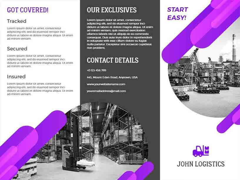 Monochrome John Logistic Transportation Brochure Template
