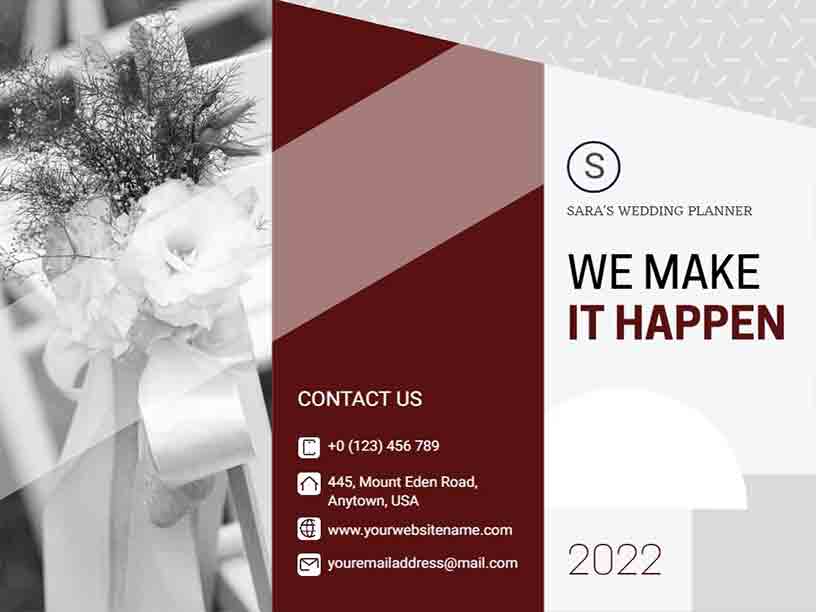 Trifold Sara’s Marriage Planner Wedding Brochure Template