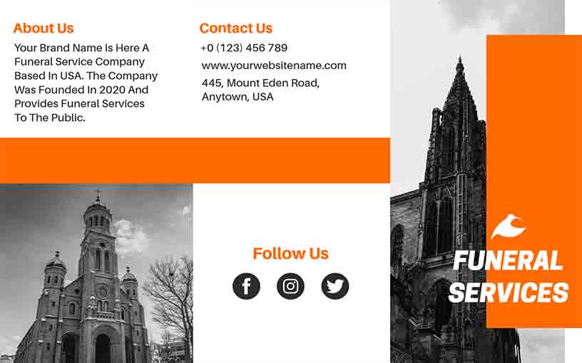 Monochrome Services for Funeral Church Brochure Template