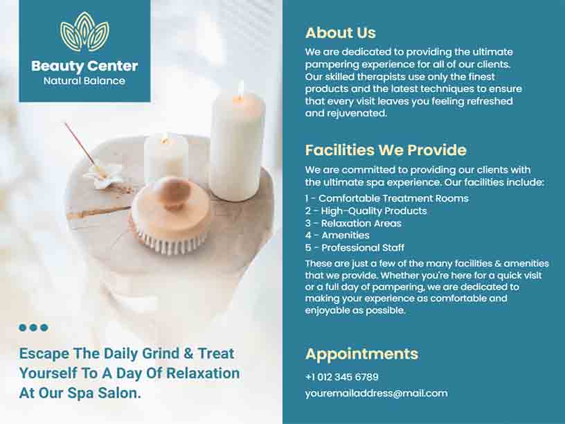 Natural Beauty Center Spa Brochure Template