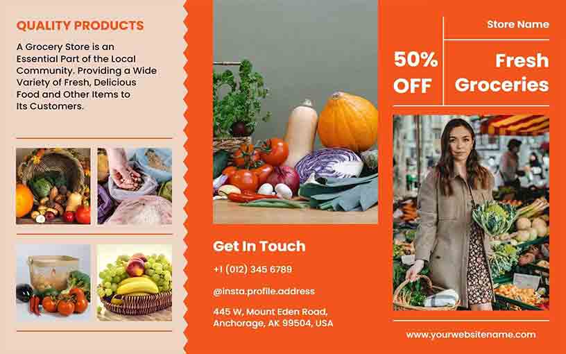 Sale On Quality Products Grocery Brochure Template