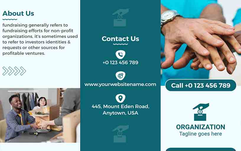 Teal and White Simple Organizations Fundraising Brochure Template