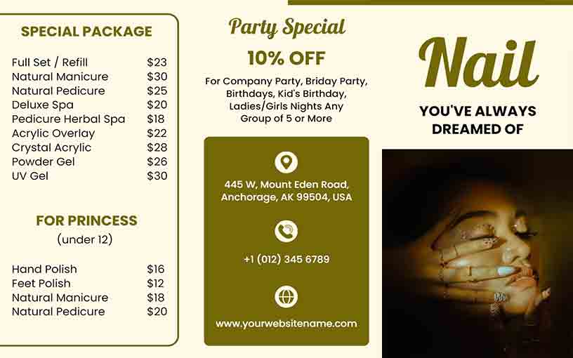 Party Special Nail Salon Brochure Template