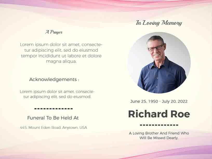 Loving Memory Of Richard Roe Funeral Brochure Template