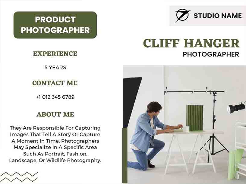Product Photographer Photography Brochure Template