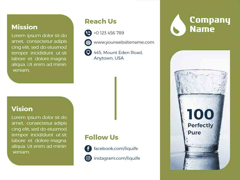 Water Company Promotion Water Brochure Template