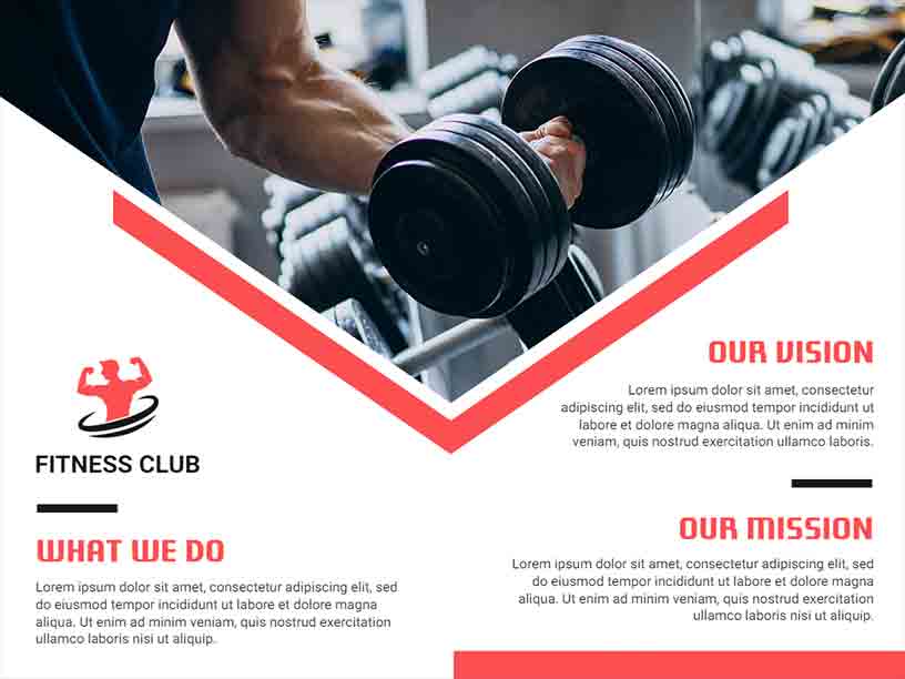 Bi-fold Fitness Club Gym Brochure Template