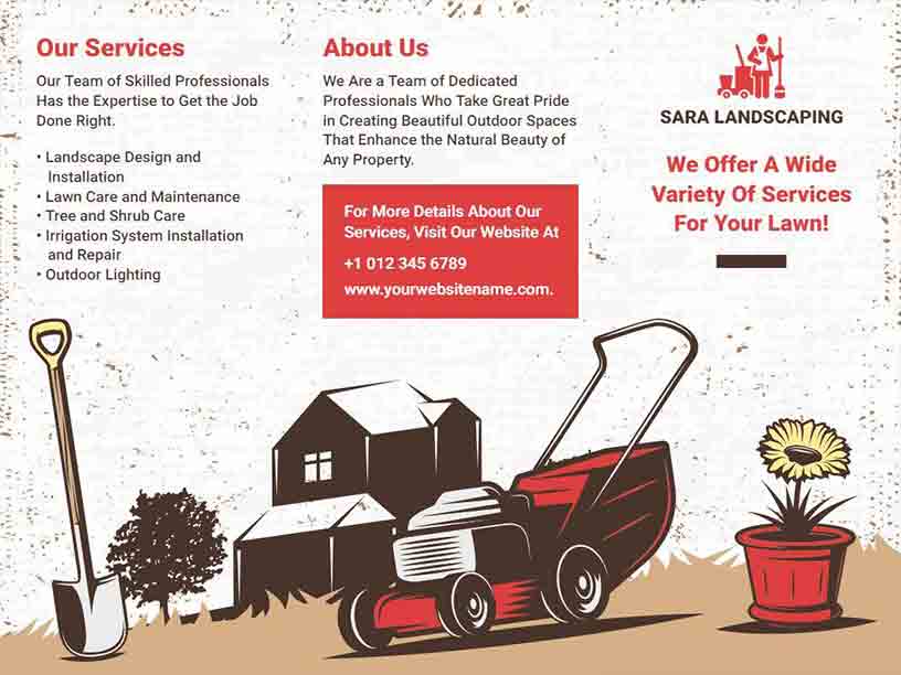 Illustrative Sara Lawn Services Landscaping Brochure Template