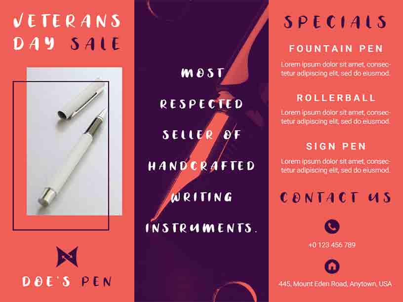 Special Offer On Veterans Day Sales Brochure Template